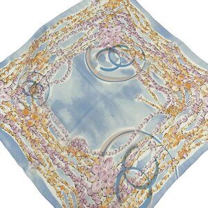 CHANEL - Light Blue Pink Multi Scarf